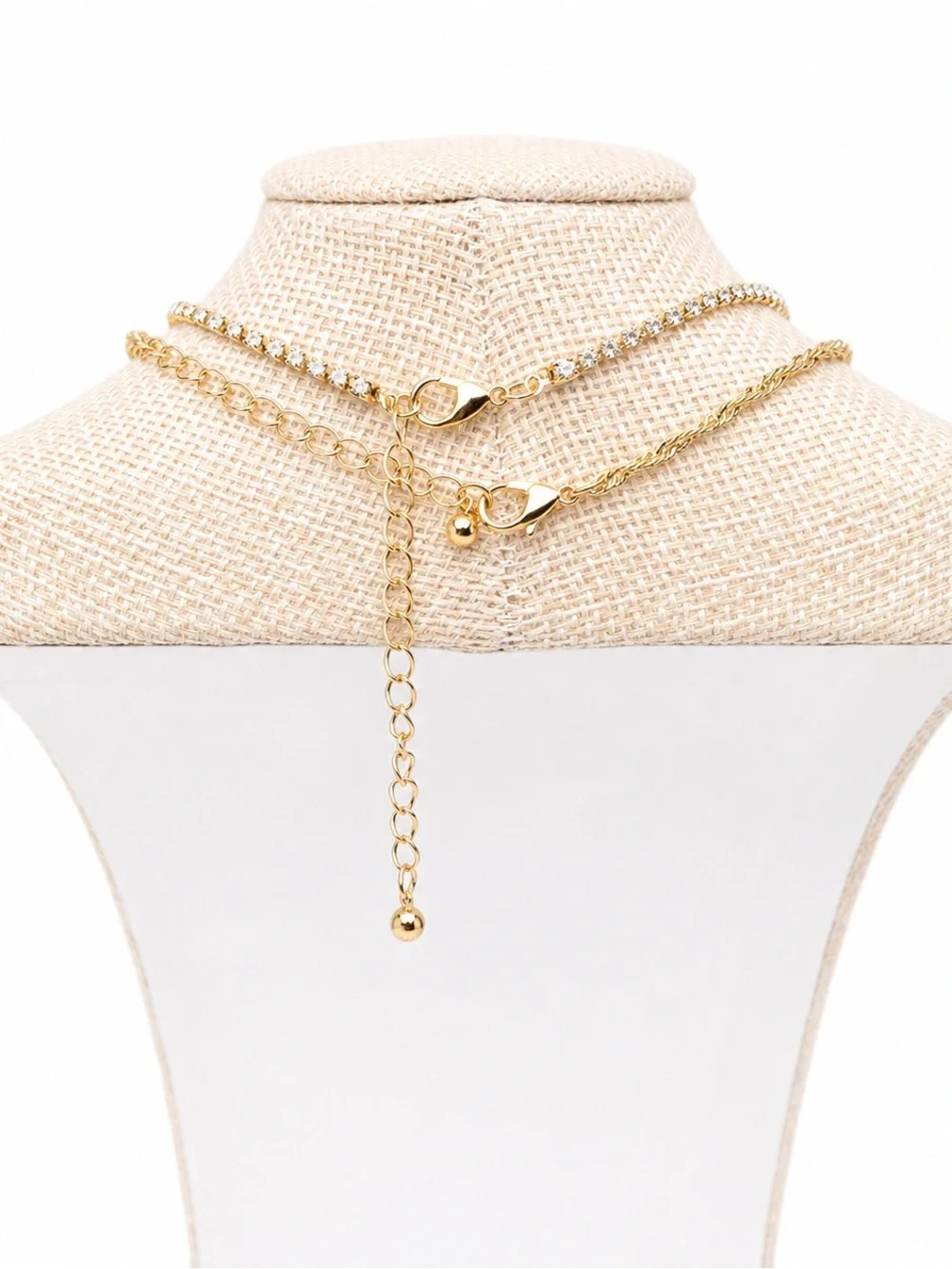 Layered Gold Chain Necklaces Crystal Accents Minimalist Classic Elegant Modern